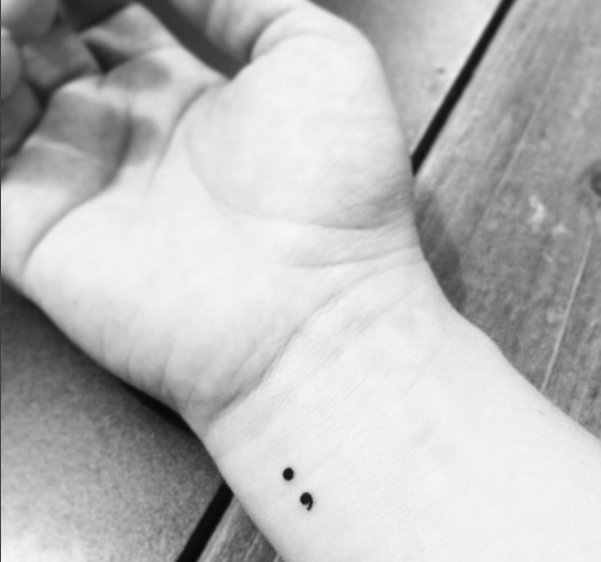 Behind The Ear Semicolon Tattoo