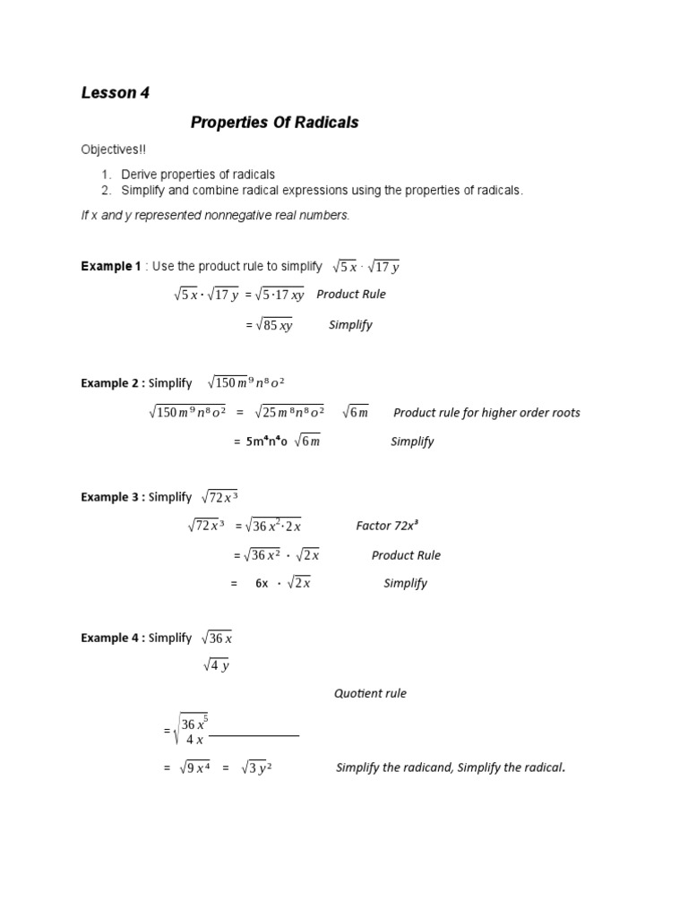Properties Of Radicals