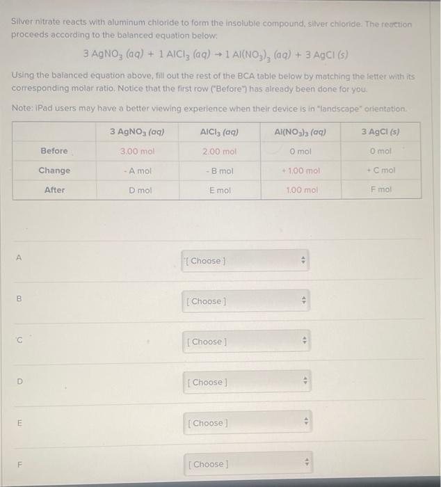 Solved Silver Nitrate Reacts With Aluminum Chloride T0 Form The Solved Silver Nitrate Reacts With Aluminum Chloride T0 Form The