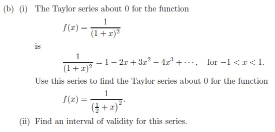 Taylor Series 1 1 X
