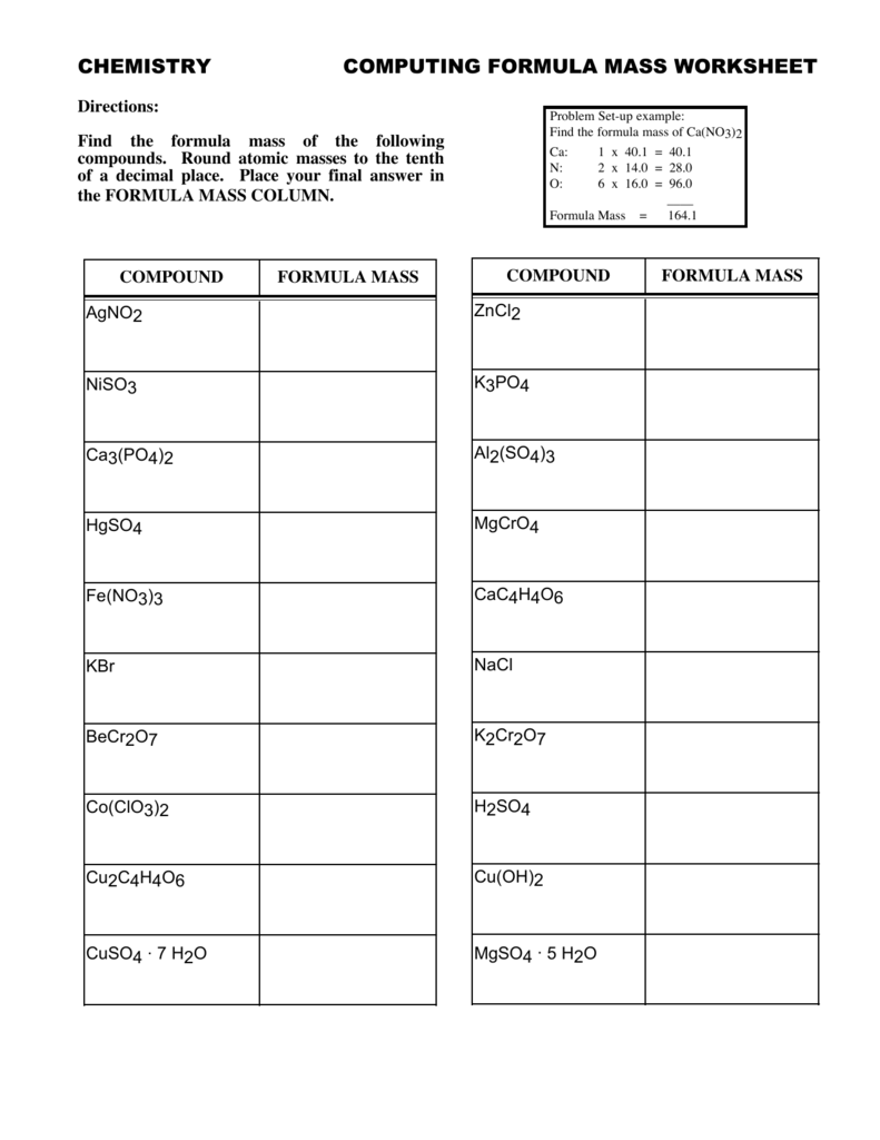 What Is Formula Mass? Simple Worksheet Solutions